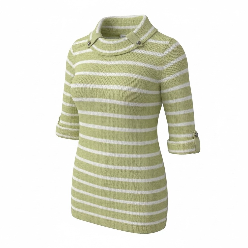 Christopher‎ & Banks Chartreuse Striped Mock Neck Sweater Tunic Medium NWT